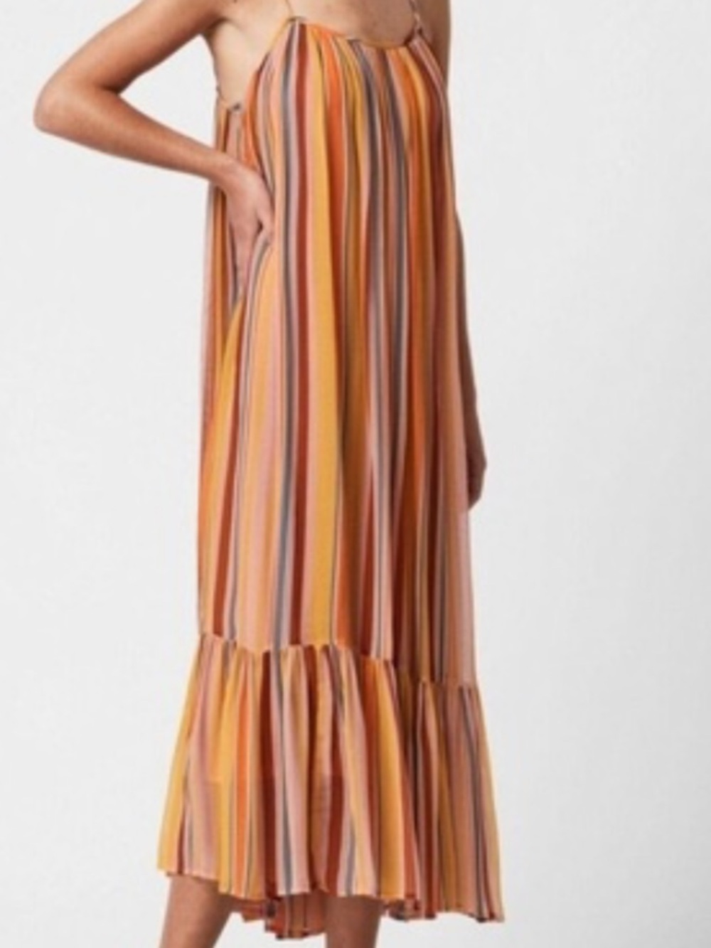 Allsaints Paola Striped Yellow Multi-Color Maxi Sundress